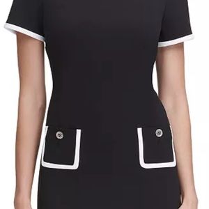 Classic Tommy Hilfiger black dress with tan trim on sleeve and pocket, 10P